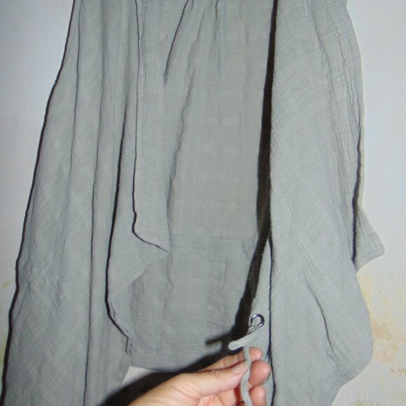 Democracy Cardigan Sleeveless Lightweight Gray Brushed Cotton Shrug Cottagecore - Picture 5 of 8